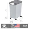 imageIRIS USA Dog Food Storage Container with Wheels Airtight Lid 2Cup Scoop Up to 54 Pounds Pet Food Storage Built in Scoop Storage in Lid Versatile Pet Food Bin Portable BPA Free GrayDark GrayGrayDark Gray