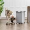 imageIRIS USA Dog Food Storage Container with Wheels Airtight Lid 2Cup Scoop Up to 54 Pounds Pet Food Storage Built in Scoop Storage in Lid Versatile Pet Food Bin Portable BPA Free GrayDark GrayGrayDark Gray