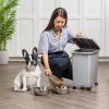 imageIRIS USA Dog Food Storage Container with Wheels Airtight Lid 2Cup Scoop Up to 54 Pounds Pet Food Storage Built in Scoop Storage in Lid Versatile Pet Food Bin Portable BPA Free GrayDark GrayGrayDark Gray