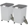 imageIRIS USA Dog Food Storage Container with Wheels Airtight Lid 2Cup Scoop Up to 54 Pounds Pet Food Storage Built in Scoop Storage in Lid Versatile Pet Food Bin Portable BPA Free GrayDark GrayGrayDark Gray