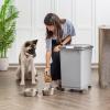 imageIRIS USA Dog Food Storage Container with Wheels Airtight Lid 2Cup Scoop Up to 54 Pounds Pet Food Storage Built in Scoop Storage in Lid Versatile Pet Food Bin Portable BPA Free GrayDark GrayGrayDark Gray