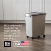 imageIRIS USA Dog Food Storage Container with Wheels Airtight Lid 2Cup Scoop Up to 54 Pounds Pet Food Storage Built in Scoop Storage in Lid Versatile Pet Food Bin Portable BPA Free GrayDark GrayGrayDark Gray