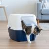 imageIRIS USA Jumbo Enclosed Cat Litter Box with Front Door Flap and Scoop Covered Kitty Litter Box with Handle and Buckles for Portability and Privacy GrayNavy