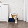 imageIRIS USA Jumbo Enclosed Cat Litter Box with Front Door Flap and Scoop Covered Kitty Litter Box with Handle and Buckles for Portability and Privacy GrayNavy