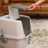 imageIRIS USA Jumbo Enclosed Cat Litter Box with Front Door Flap and Scoop Covered Kitty Litter Box with Handle and Buckles for Portability and Privacy GrayGray
