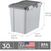 imageIRIS USA Stackable Dog Food Storage Container with 2 Cup Scoop 4 Secure Latches Fits up to 30 lbs Pet Dry Food Bin Gasket Seal Lid BPA Free Stackable Easy Measure GrayDark Gray