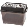 imageIRIS USA 2in1 Elevated Dog Bowls 6quot H with Airtight Pet Food Storage Container Holds Up to 5 Lbs Removable 4 Thick 16 oz Stainless Steel Bowls at Home or Camping Pet Dish Bowl Set SmokeBlackSmokeBlack