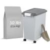 imageIRIS USA Dog Food Storage Container with Wheels Airtight Lid 2Cup Scoop Up to 54 Pounds Pet Food Storage Built in Scoop Storage in Lid Versatile Pet Food Bin Portable BPA Free GrayDark GrayGrayDark Gray