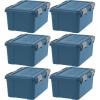 imageIRIS USA WeatherPro 19 Qt EcoFriendly Storage Bins with Lids 6 Pack BPAFree Plastic Gasket Box with Tight Latch and Seal Stackable Nestable Tote Tub  Navy19 Qt  6 Pack
