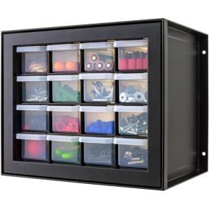 imageIRIS USA Plastic Drawer Storage Organizer 2Pack 26Drawer Teacher Toolbox Bead Small Parts Organizer Cabinet for Hardware Crafts Nuts Bolts Tools Sticker Business Scrapbook Art Hobby Garage  Black16 Drawer