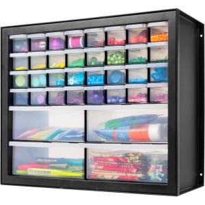 imageIRIS USA Plastic Drawer Storage Organizer 2Pack 26Drawer Teacher Toolbox Bead Small Parts Organizer Cabinet for Hardware Crafts Nuts Bolts Tools Sticker Business Scrapbook Art Hobby Garage  Black36 Drawer