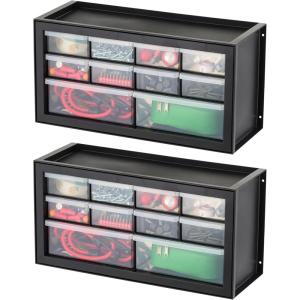 imageIRIS USA Plastic Drawer Storage Organizer 2Pack 26Drawer Teacher Toolbox Bead Small Parts Organizer Cabinet for Hardware Crafts Nuts Bolts Tools Sticker Business Scrapbook Art Hobby Garage  Black10 Drawer  2 Pack