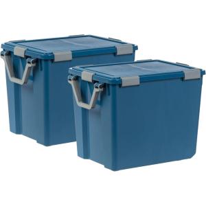 imageIRIS USA WeatherPro 19 Qt EcoFriendly Storage Bins with Lids 6 Pack BPAFree Plastic Gasket Box with Tight Latch and Seal Stackable Nestable Tote Tub  Navy103 Qt  2 Pack