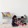 image2Tier Kids Wooden Bookshelf MultiLevel Storage Shelf with Deep Compartments for Toys Books Sketchbooks Drawing Pads Artist Supplies Gray