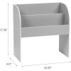 image2Tier Kids Wooden Bookshelf MultiLevel Storage Shelf with Deep Compartments for Toys Books Sketchbooks Drawing Pads Artist Supplies Gray