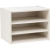 imageIRIS USA 3Shelves Modular Wood Stackable Storage Box Easy Assembly Customizable DIY Bookcase Stacking Storage Organizers Cube Storage Cubby Storage System Home Office Closet Light BrownWhite