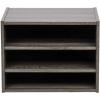 imageIRIS USA 3Shelves Modular Wood Stackable Storage Box Easy Assembly Customizable DIY Bookcase Stacking Storage Organizers Cube Storage Cubby Storage System Home Office Closet Light BrownGrey