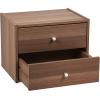 imageIRIS USA 3Shelves Modular Wood Stackable Storage Box Easy Assembly Customizable DIY Bookcase Stacking Storage Organizers Cube Storage Cubby Storage System Home Office Closet Light BrownWalnut