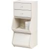 imageIRIS USA 3Shelves Modular Wood Stackable Storage Box Easy Assembly Customizable DIY Bookcase Stacking Storage Organizers Cube Storage Cubby Storage System Home Office Closet Light BrownWhite