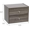 imageIRIS USA 3Shelves Modular Wood Stackable Storage Box Easy Assembly Customizable DIY Bookcase Stacking Storage Organizers Cube Storage Cubby Storage System Home Office Closet Light BrownGrey