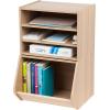 imageIRIS USA 3Shelves Modular Wood Stackable Storage Box Easy Assembly Customizable DIY Bookcase Stacking Storage Organizers Cube Storage Cubby Storage System Home Office Closet Light BrownLight Brown