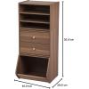 imageIRIS USA 3Shelves Modular Wood Stackable Storage Box Easy Assembly Customizable DIY Bookcase Stacking Storage Organizers Cube Storage Cubby Storage System Home Office Closet Light BrownWalnut