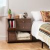 imageIRIS USA 3Shelves Modular Wood Stackable Storage Box Easy Assembly Customizable DIY Bookcase Stacking Storage Organizers Cube Storage Cubby Storage System Home Office Closet Light BrownWalnut