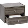 imageIRIS USA 3Shelves Modular Wood Stackable Storage Box Easy Assembly Customizable DIY Bookcase Stacking Storage Organizers Cube Storage Cubby Storage System Home Office Closet Light BrownGrey