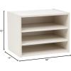 imageIRIS USA 3Shelves Modular Wood Stackable Storage Box Easy Assembly Customizable DIY Bookcase Stacking Storage Organizers Cube Storage Cubby Storage System Home Office Closet Light BrownWhite