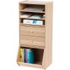 imageIRIS USA 3Shelves Modular Wood Stackable Storage Box Easy Assembly Customizable DIY Bookcase Stacking Storage Organizers Cube Storage Cubby Storage System Home Office Closet Light BrownLight Brown