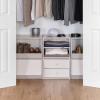 imageIRIS USA 3Shelves Modular Wood Stackable Storage Box Easy Assembly Customizable DIY Bookcase Stacking Storage Organizers Cube Storage Cubby Storage System Home Office Closet Light BrownWhite