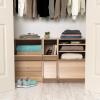 imageIRIS USA 3Shelves Modular Wood Stackable Storage Box Easy Assembly Customizable DIY Bookcase Stacking Storage Organizers Cube Storage Cubby Storage System Home Office Closet Light BrownLight Brown