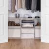 imageIRIS USA 3Shelves Modular Wood Stackable Storage Box Easy Assembly Customizable DIY Bookcase Stacking Storage Organizers Cube Storage Cubby Storage System Home Office Closet Light BrownWhite