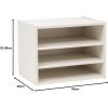 imageIRIS USA 3Shelves Modular Wood Stackable Storage Box Easy Assembly Customizable DIY Bookcase Stacking Storage Organizers Cube Storage Cubby Storage System Home Office Closet Light BrownWhite