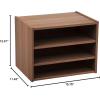 imageIRIS USA 3Shelves Modular Wood Stackable Storage Box Easy Assembly Customizable DIY Bookcase Stacking Storage Organizers Cube Storage Cubby Storage System Home Office Closet Light BrownWalnut