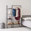 imageIRIS USA Clothes Rack for Hanging Clothes with 4 Wood Shelves Freestanding Clothing Rack Easy to Assemble Garment Rack Metal Sturdy Design Multipurpose Small Space Storage Solution Black4 Metal Shelves