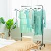 imageIRIS USA Clothes Rack for Hanging Clothes with 4 Wood Shelves Freestanding Clothing Rack Easy to Assemble Garment Rack Metal Sturdy Design Multipurpose Small Space Storage Solution Black1 Metal Shelf