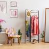 imageIRIS USA Clothes Rack for Hanging Clothes with 4 Wood Shelves Freestanding Clothing Rack Easy to Assemble Garment Rack Metal Sturdy Design Multipurpose Small Space Storage Solution Black2 Panel