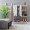 imageIRIS USA Clothes Rack for Hanging Clothes with 4 Wood Shelves Freestanding Clothing Rack Easy to Assemble Garment Rack Metal Sturdy Design Multipurpose Small Space Storage Solution White