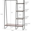 imageIRIS USA Clothes Rack for Hanging Clothes with 4 Wood Shelves Freestanding Clothing Rack Easy to Assemble Garment Rack Metal Sturdy Design Multipurpose Small Space Storage Solution Black4 Wood Shelves