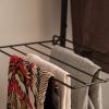 imageIRIS USA Clothes Rack for Hanging Clothes with 4 Wood Shelves Freestanding Clothing Rack Easy to Assemble Garment Rack Metal Sturdy Design Multipurpose Small Space Storage Solution BlackWide