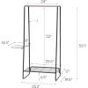 imageIRIS USA Clothes Rack for Hanging Clothes with 4 Wood Shelves Freestanding Clothing Rack Easy to Assemble Garment Rack Metal Sturdy Design Multipurpose Small Space Storage Solution BlackSlim