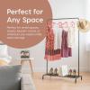imageIRIS USA Clothes Rack for Hanging Clothes with 4 Wood Shelves Freestanding Clothing Rack Easy to Assemble Garment Rack Metal Sturdy Design Multipurpose Small Space Storage Solution Black1 Metal Shelf