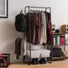imageIRIS USA Clothes Rack for Hanging Clothes with 4 Wood Shelves Freestanding Clothing Rack Easy to Assemble Garment Rack Metal Sturdy Design Multipurpose Small Space Storage Solution BlackSlim