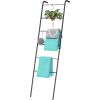 imageIRIS USA Clothes Rack for Hanging Clothes with 4 Wood Shelves Freestanding Clothing Rack Easy to Assemble Garment Rack Metal Sturdy Design Multipurpose Small Space Storage Solution BlackBlanket Ladder
