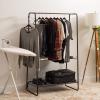 imageIRIS USA Clothes Rack for Hanging Clothes with 4 Wood Shelves Freestanding Clothing Rack Easy to Assemble Garment Rack Metal Sturdy Design Multipurpose Small Space Storage Solution BlackWide