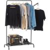 imageIRIS USA Clothes Rack for Hanging Clothes with 4 Wood Shelves Freestanding Clothing Rack Easy to Assemble Garment Rack Metal Sturdy Design Multipurpose Small Space Storage Solution Black1 Metal Shelf