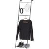 imageIRIS USA Clothes Rack for Hanging Clothes with 4 Wood Shelves Freestanding Clothing Rack Easy to Assemble Garment Rack Metal Sturdy Design Multipurpose Small Space Storage Solution BlackBlanket Ladder