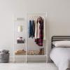 imageIRIS USA Clothes Rack for Hanging Clothes with Bottom Wood Shelf Freestanding Clothing Rack Easy to Assemble Garment Rack Metal Sturdy Design Multipurpose Small Space Storage Solution WhiteWhite