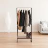 imageIRIS USA Clothes Rack for Hanging Clothes with Bottom Wood Shelf Freestanding Clothing Rack Easy to Assemble Garment Rack Metal Sturdy Design Multipurpose Small Space Storage Solution WhiteBlack